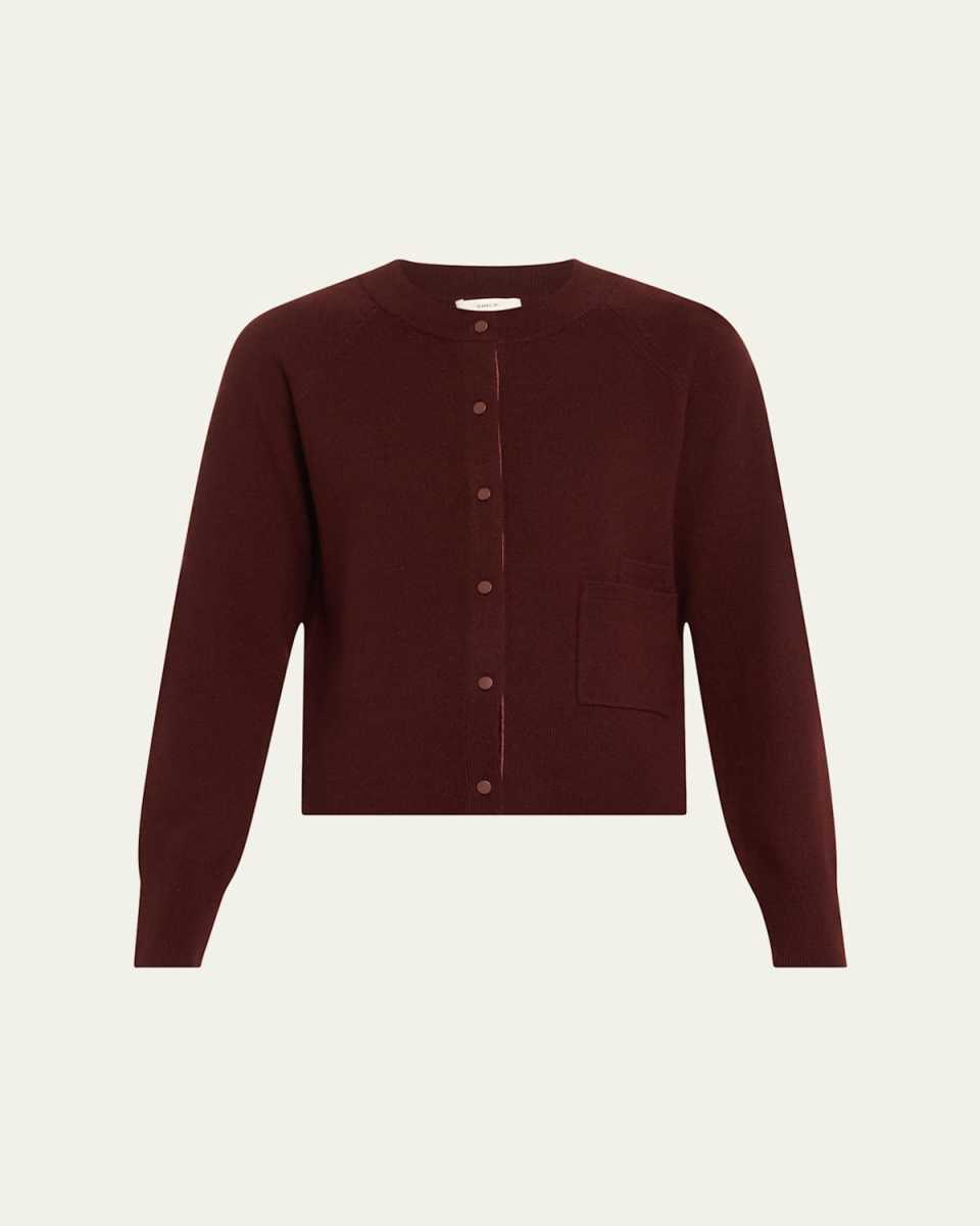 Velvet Trim Wool-Cashmere Cardigan